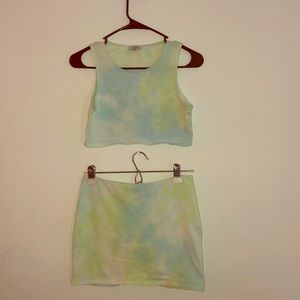 Two piece blue/green tie dye set